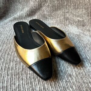 Elegant Gold and Black Mules